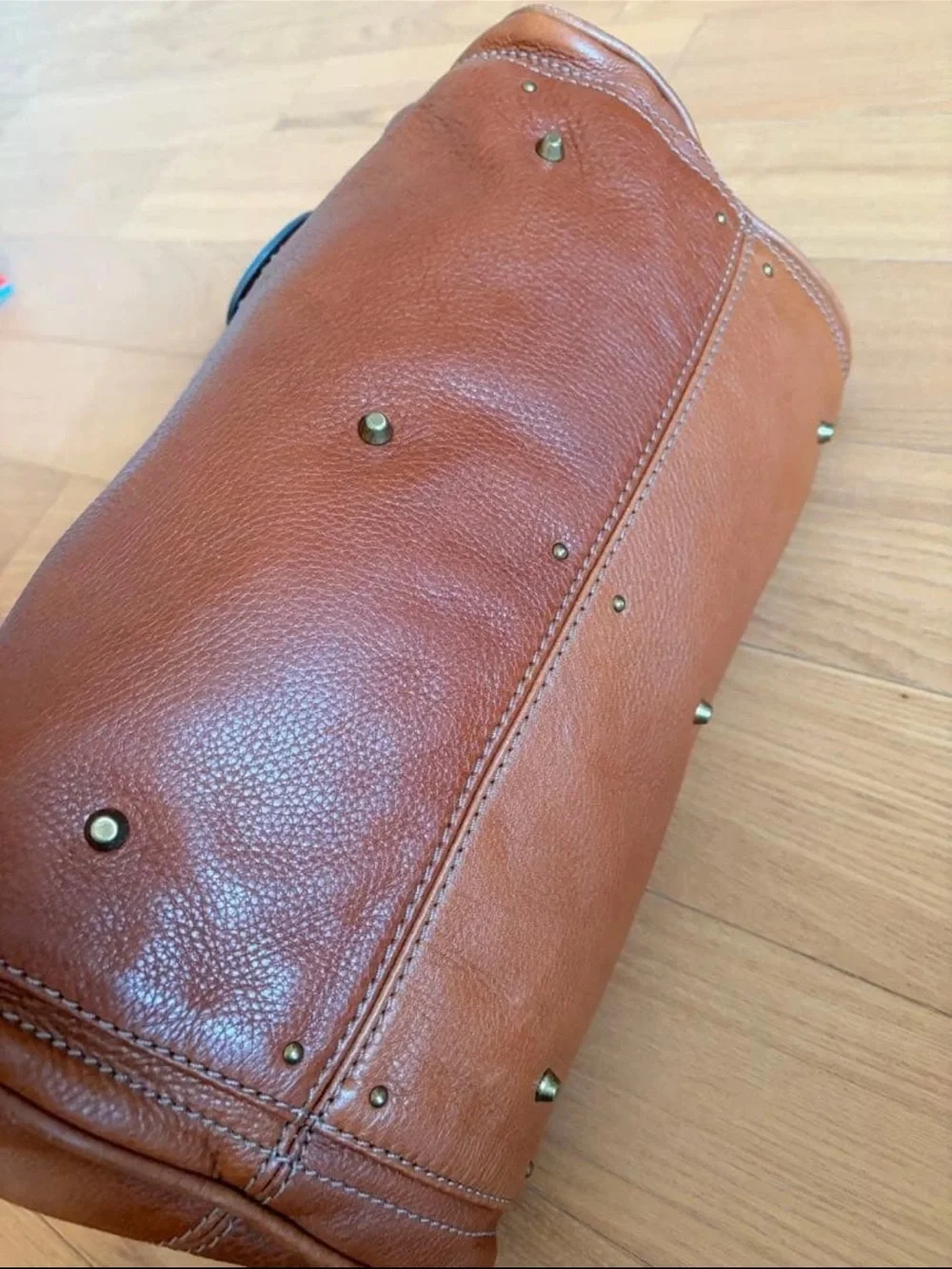 Chloe Tan Brown Leather Satchel with Signature Padlock